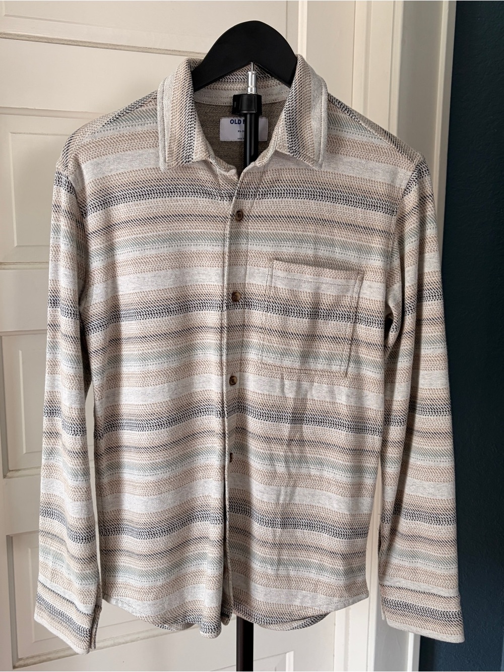 Boy’s Old Navy Beige, Gray & Cream Striped Shirt Jacket